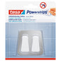 tesa Powerstrips Double Hooks, Waterproof, Metal and Plastic, White
