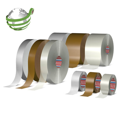 tesa 60412 Packaging Tape made from recycled polyester, 66 m x 50 mm, clear – Assortment
