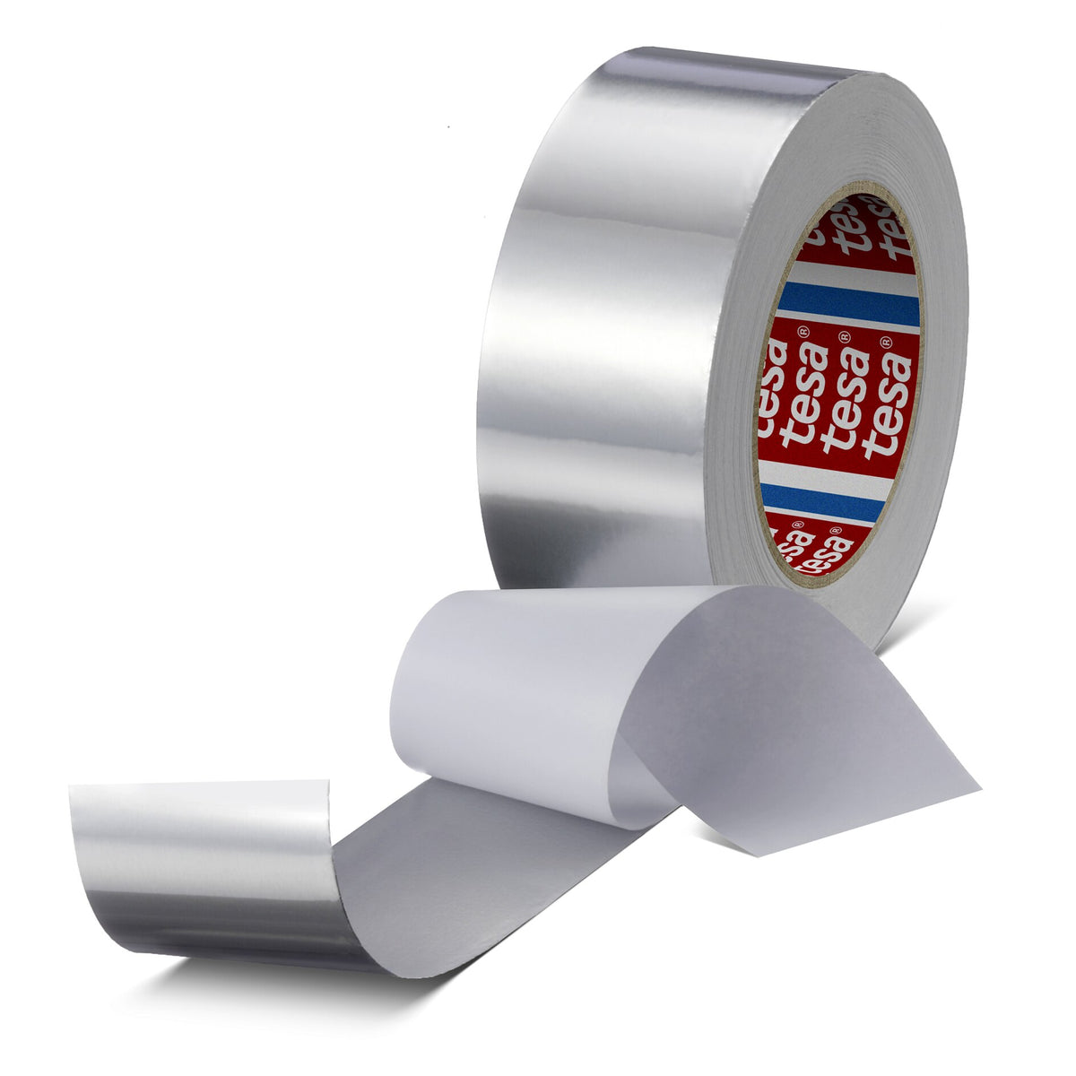 tesa 60632 Aluminum Adhesive Tape with Liner, 50 m x 50 mm, Matte Silver