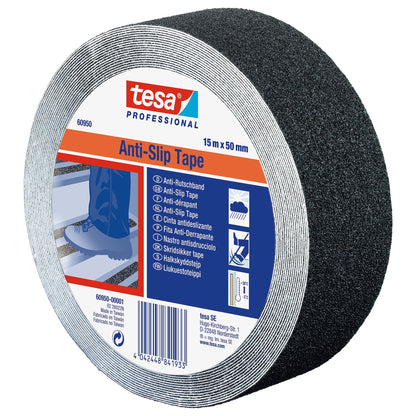tesa Professional 60950 / 60952 Anti-Slip Tape, Black, 15 m x 50 mm