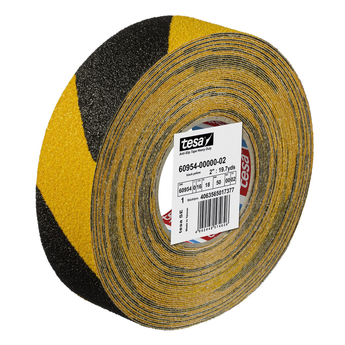 tesa 60954 Extra-Strong Anti-Slip Tape, 18 m x 50 mm, Black and Yellow