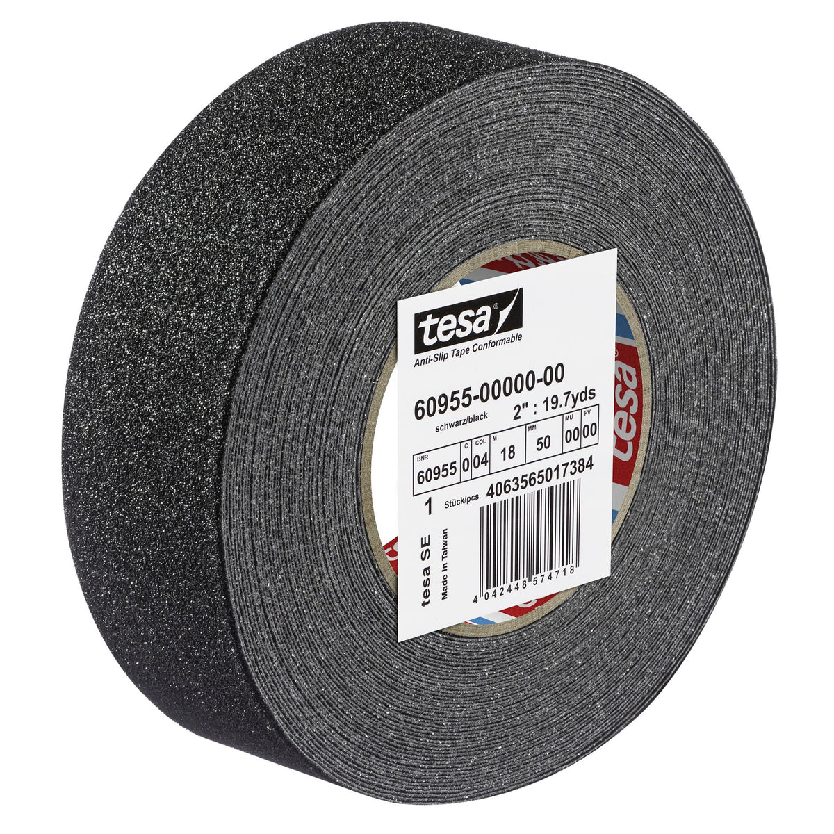 tesa 60955 Anti-Slip Tape, Extremely Flexible, 18 m x 50 mm, Black