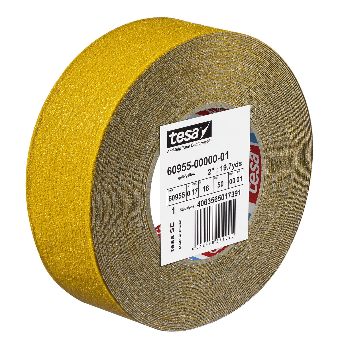 tesa 60955 Anti-Slip Tape, Extremely Flexible, 18 m x 50 mm, Yellow