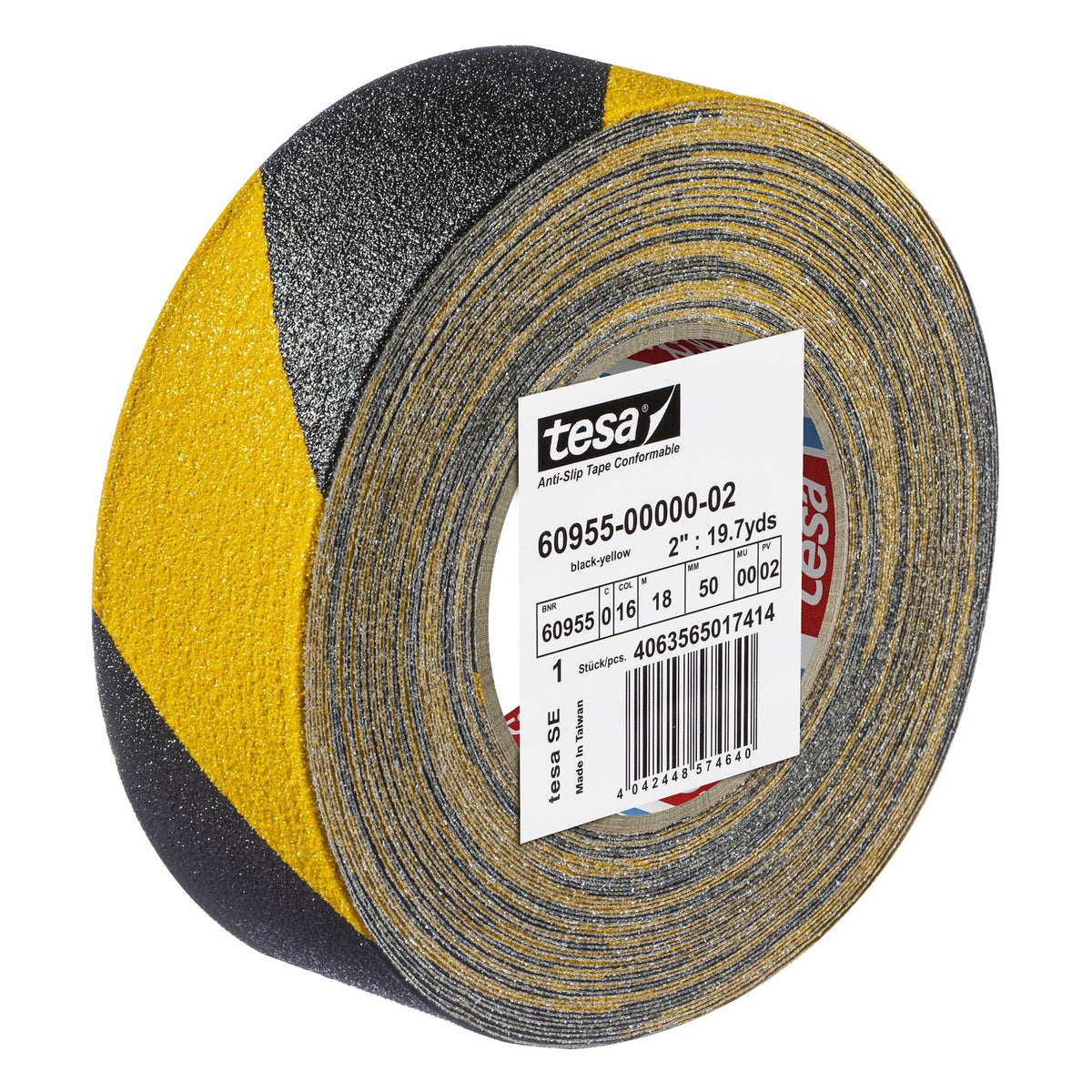 tesa 60955 Anti-Slip Tape, Extremely Flexible, 18 m x 50 mm, Black and Yellow