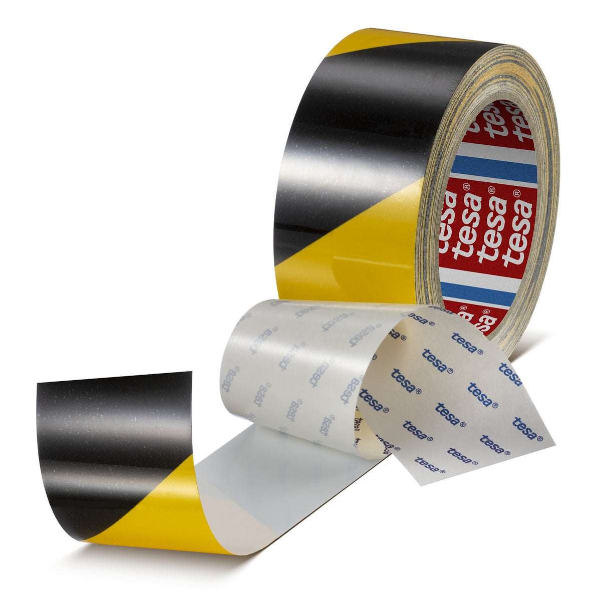 tesa 60960 Scratch-Resistant PET Floor Marking Tape, 20 m x 50 mm, Black and Yellow
