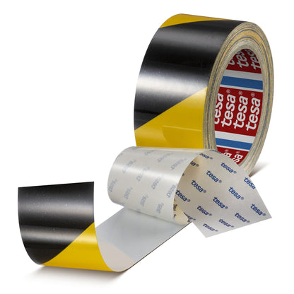 tesa 60960 Scratch-Resistant PET Floor Marking Tape, 20 m x 50 mm, Black and Yellow