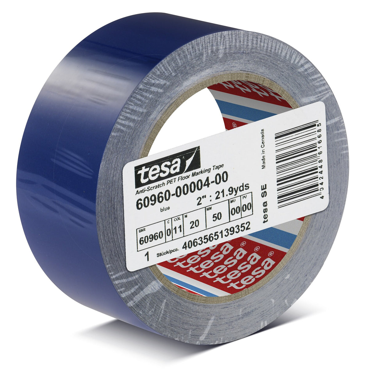 tesa 60960 Scratch-Resistant PET Floor Marking Tape, 20 m x 50 mm, blue
