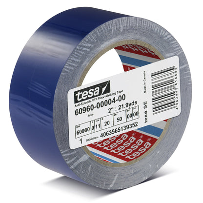 tesa 60960 Scratch-Resistant PET Floor Marking Tape, 20 m x 50 mm, blue