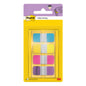 Eine Packung 3M Post-it® Index Strong Ablagetabs, Mini (15,8 mm x 38,1 mm), enthält 40 farbige Ablagetabs (blau, violett, rosa, gelb) in einem Spender für eine effiziente Dokumentenorganisation. Von 3M Deutschland GmbH.
