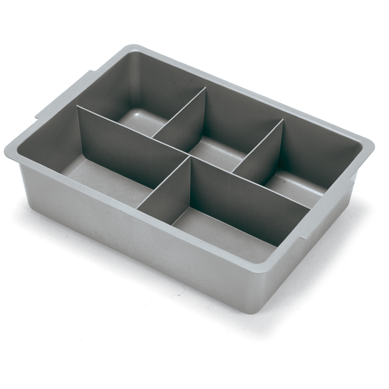 Numatic storage tray 120 mm deep with compartments, gray | Pack (1 piece)
