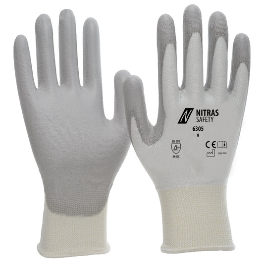 NITRAS cut protection gloves, white / gray