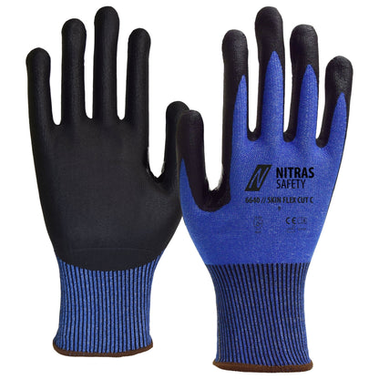 NITRAS SKIN FLEX CUT C, Schnittschutzhandschuhe, blau / schwarz