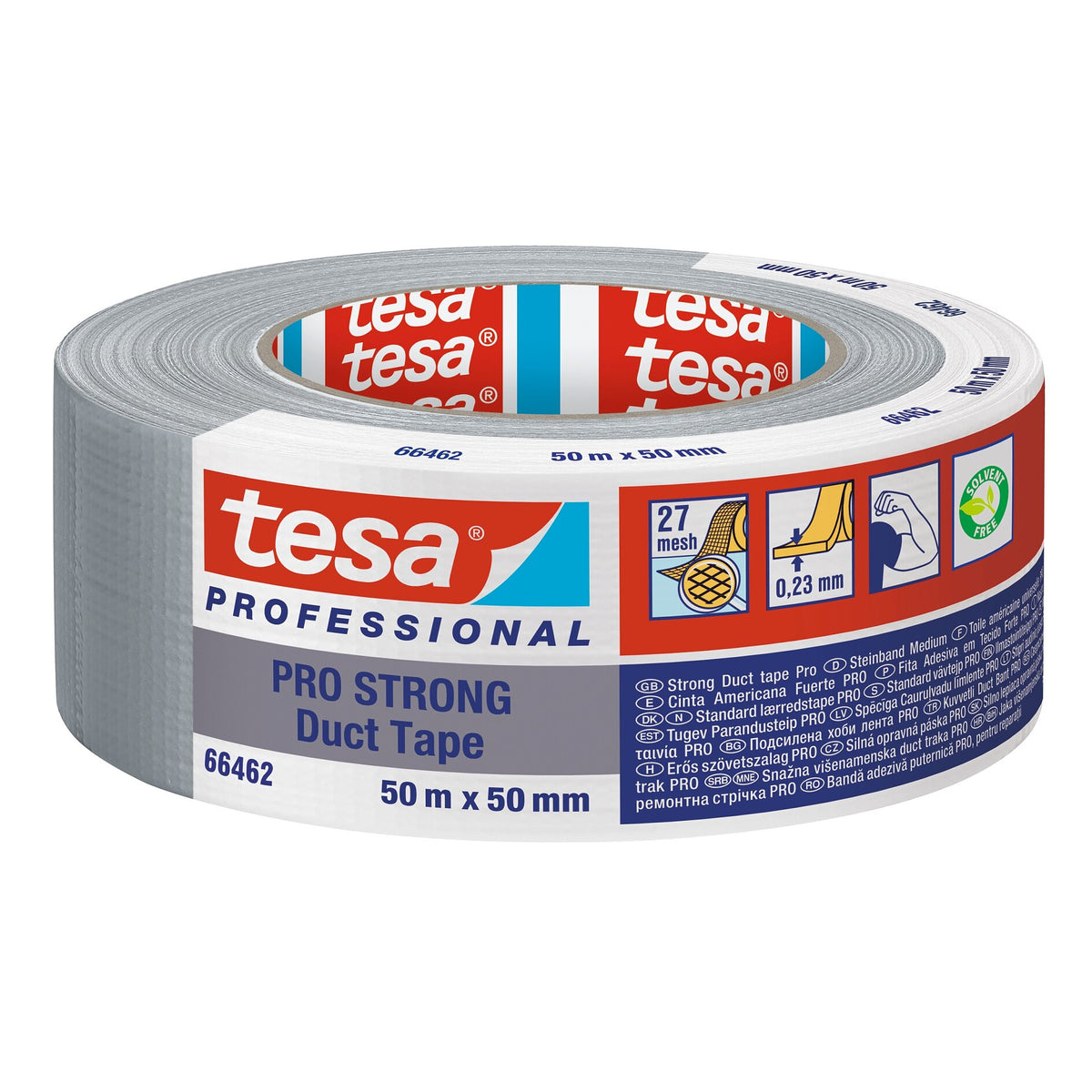 tesa PRO 66462PRO STRONG >60% Recycled Plastic Adhesive Tape, Gray, 50 m x 50 mm