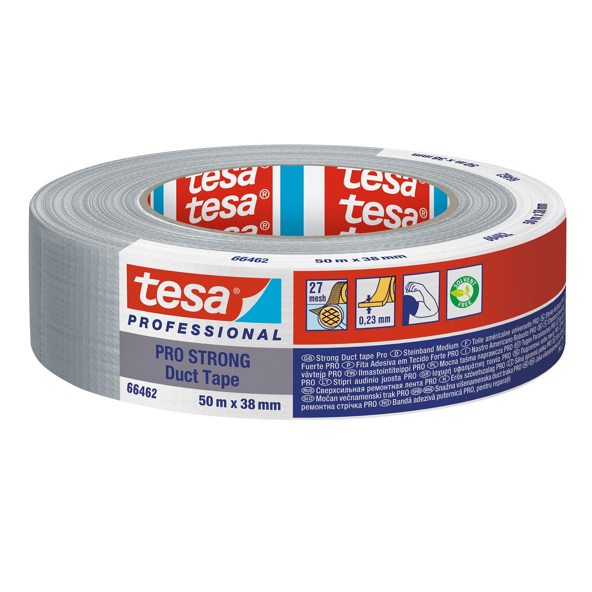 tesa PRO 66462PRO STRONG >60% Recycled Plastic Adhesive Tape, Gray, 50 m x 38 mm