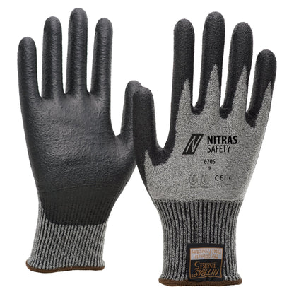 NITRAS TAEKI Schnittschutzhandschuhe, grau / schwarz
