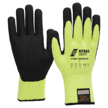 NITRAS TAEKI WINTER CUT, cut protection gloves, neon yellow / black