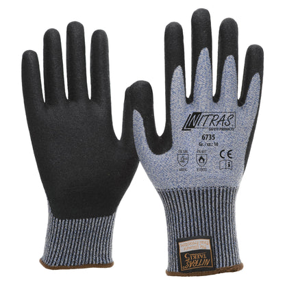 NITRAS TAEKI Schnittschutzhandschuhe, blau / schwarz