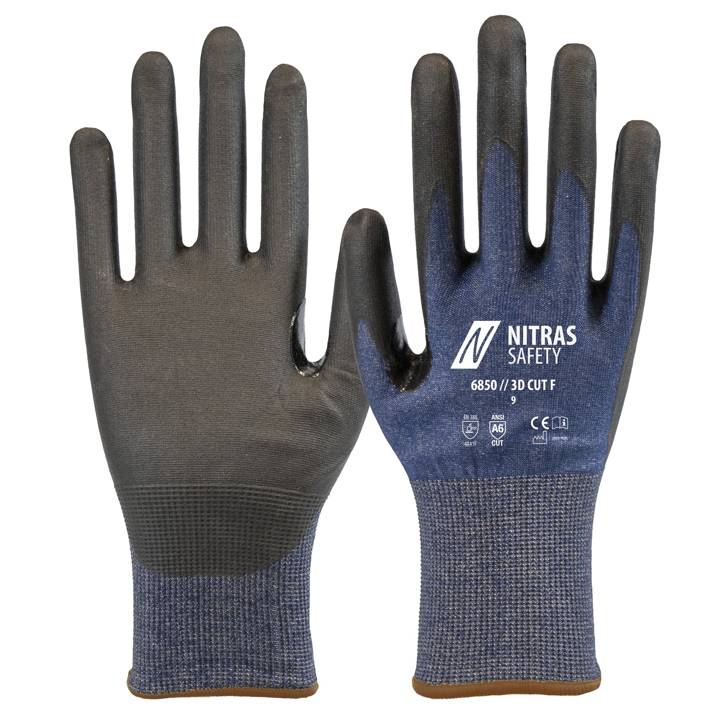 NITRAS 3D CUT F, Schnittschutzhandschuhe, marineblau / schwarz