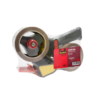 Der 3M Deutschland GmbH Abroller mit Pistolengriff + Scotch® Verpackungsklebeband (Braun, 50 mm x 66 m) enthält 1 Spender und 2 Rollen in einer Packung - ideal für den sicheren Verschluss von Verpackungen.