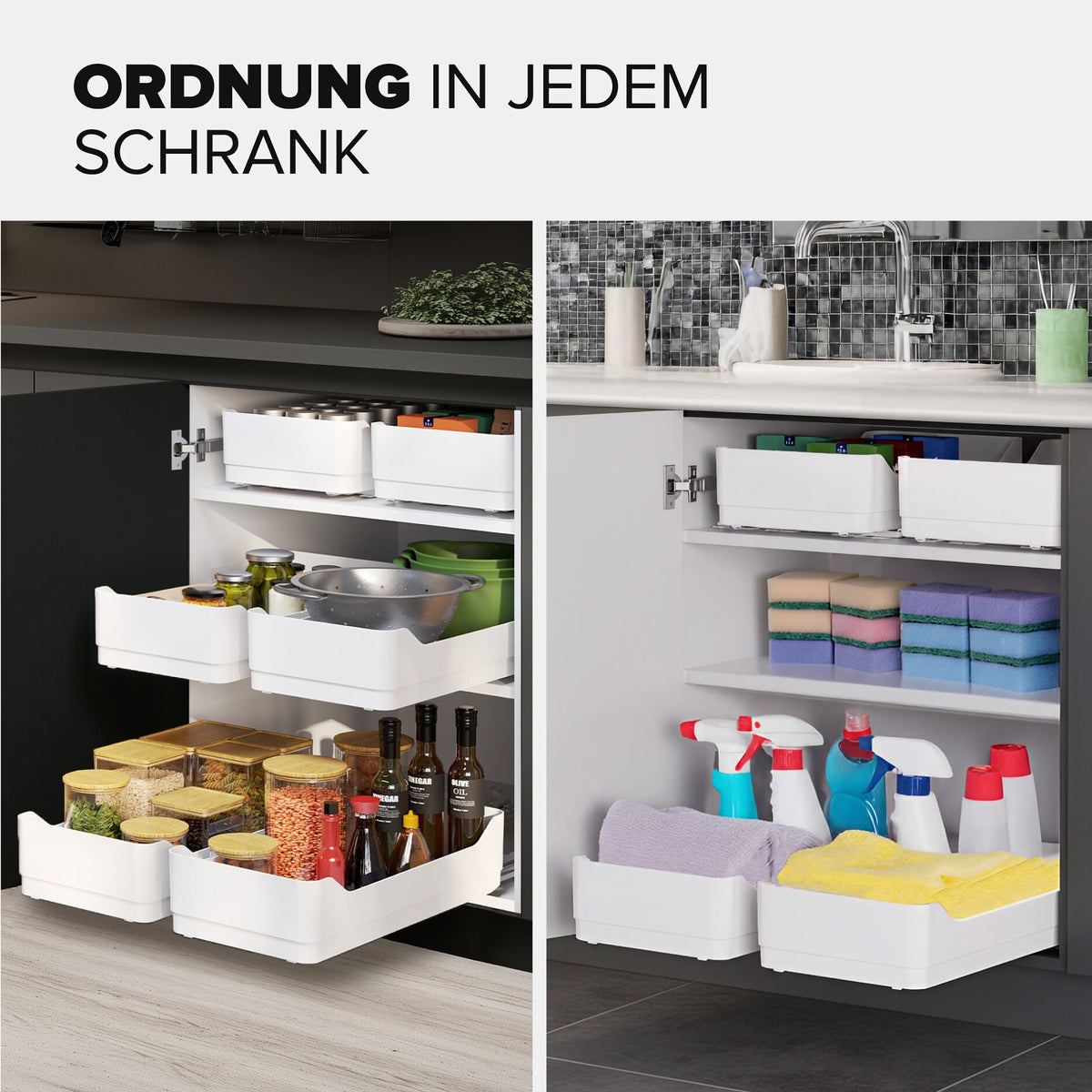 tesa Telescopic Pull-Out Shelf for the Kitchen, White – Product Features