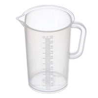 The plastic measuring cup (0.1 L) from Diversey Deutschland GmbH & Co. OHG is a transparent measuring cup with a handle, spout, and ml scale up to 0.1 L; pictured empty against a white background. Package: 1 piece.