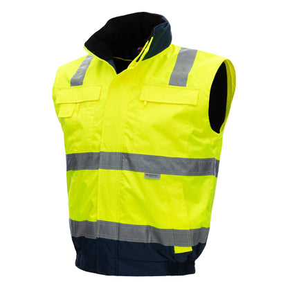 NITRAS MOTION TEX VIZ PLUS, Warn-Pilotenjacke, neongelb / marineblau