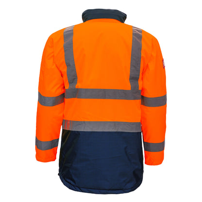 NITRAS MOTION TEX VIZ, high-visibility parka, neon orange / navy blue