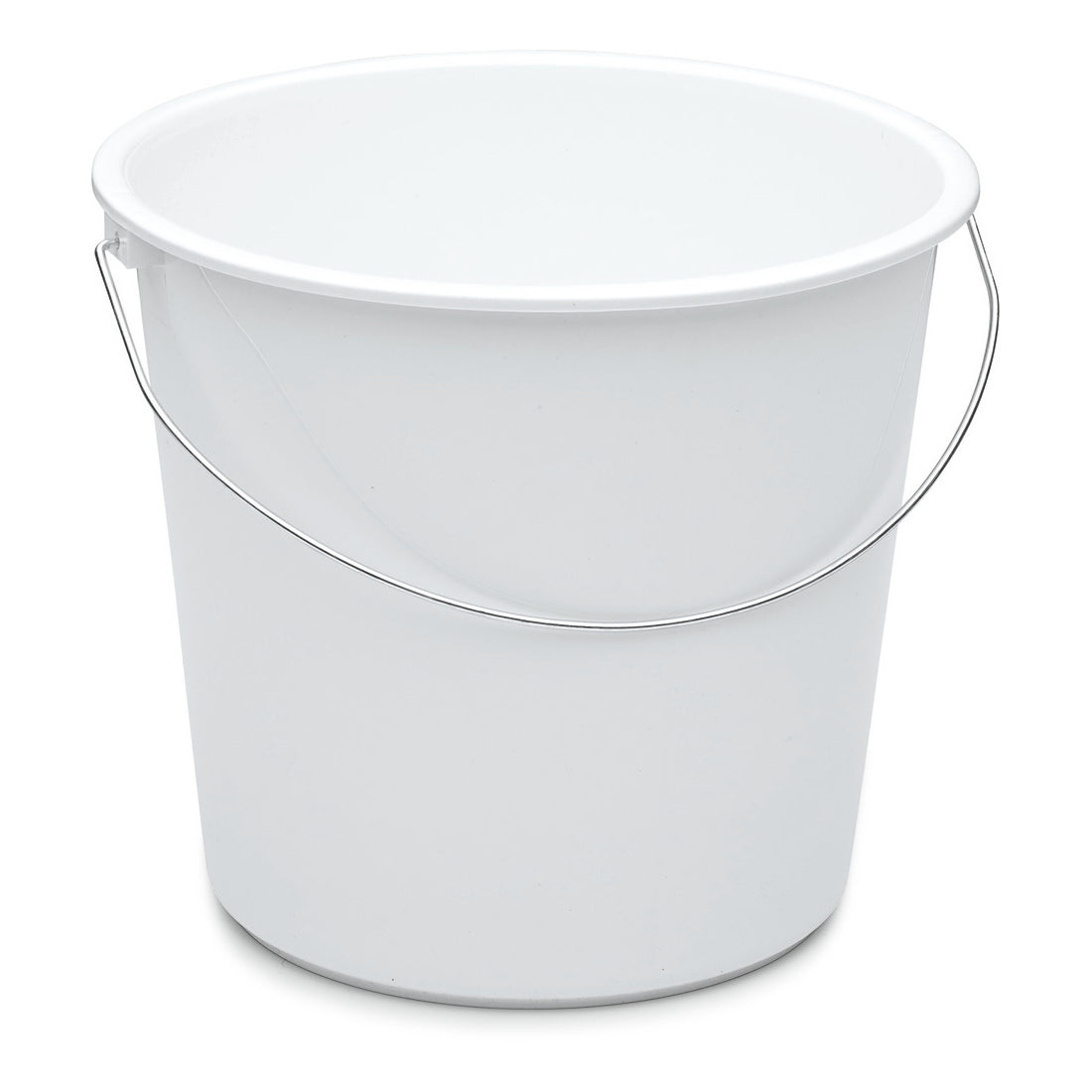 Der Nölle Profi Brush Haushaltseimer 10 Liter Kunststoff von Nölle Profi Brush Bürsten- & Pinseltechnik e.K. ist ein schlichter weißer Eimer mit schlankem Metallgriff, der sich perfekt als Reinigungs- oder Vorratseimer im Haushalt eignet.