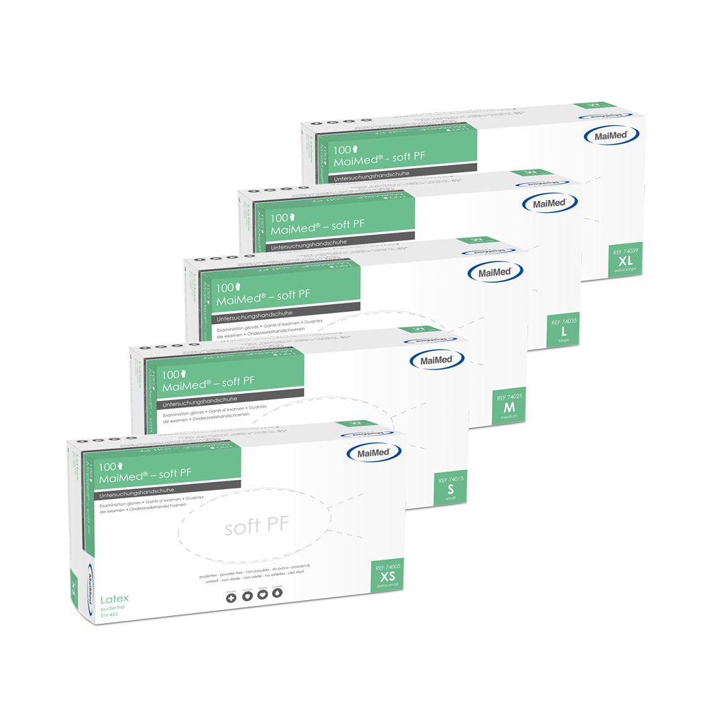 MaiMed-soft PF Latex-Untersuchungshandschuhe unsteril puderfrei 100 St./Box