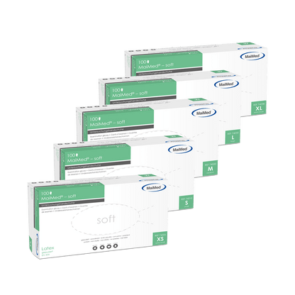 MaiMed-soft Latex-Untersuchungshandschuhe unsteril, gepudert zu 100 St./Box