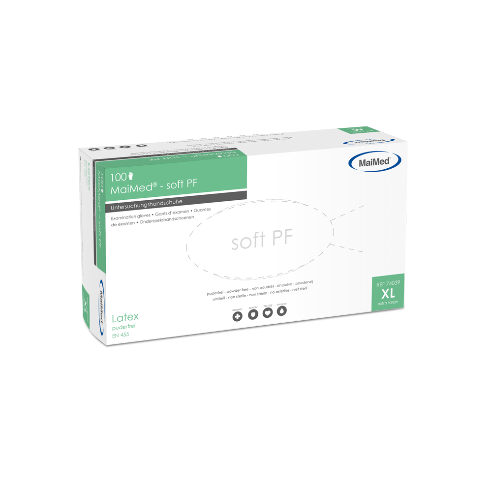 MaiMed-soft PF Latex-Untersuchungshandschuhe unsteril puderfrei 100 St./Box