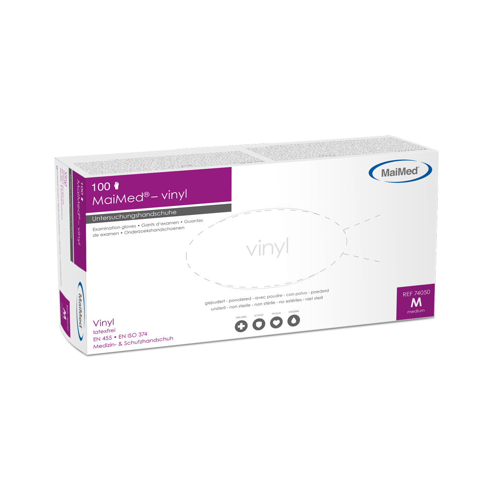 MaiMed-vinyl Untersuchungshandschuhe, unsteril, gepudert, 100 St./Box