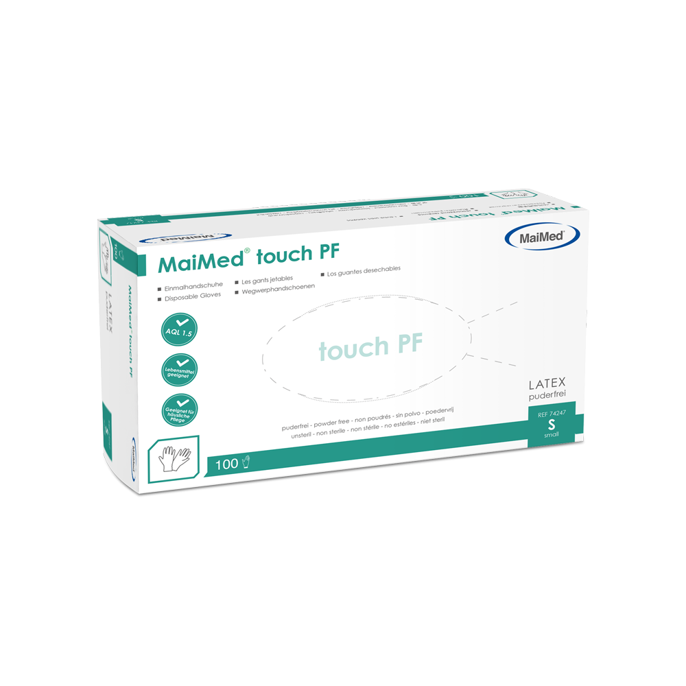 MaiMed touch PF disposable latex gloves, powder-free, 100 pieces/box