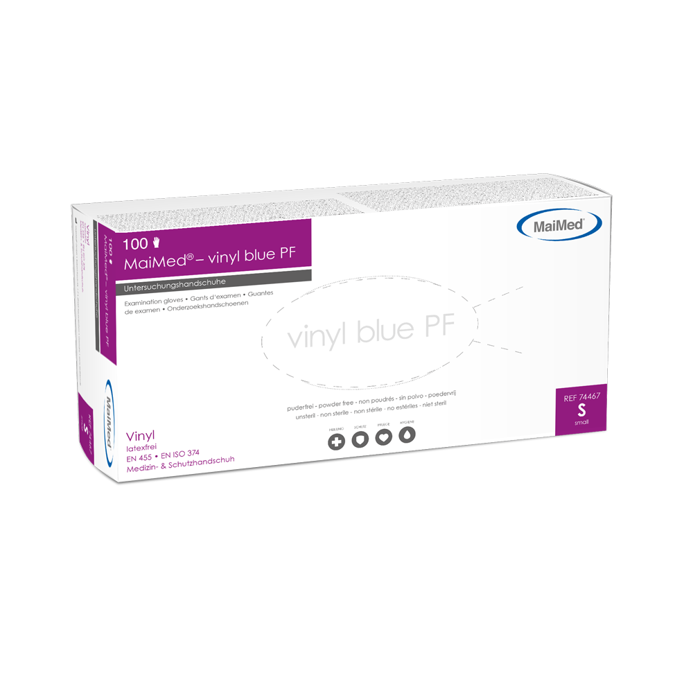 MaiMed-vinyl blue PF, non-sterile, powder-free vinyl examination gloves 100 pieces/box