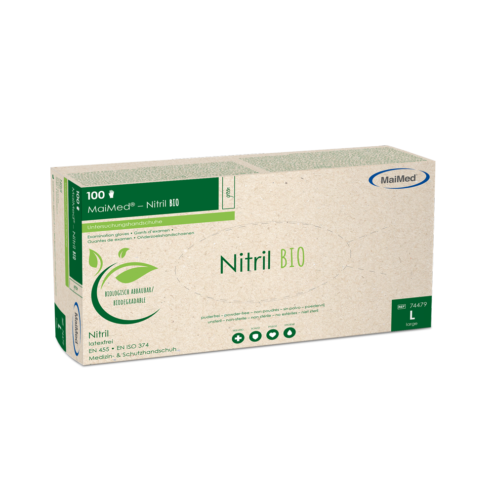 MaiMed-Nitril BIO, unsteril, puderfrei Latexfreier Nitril-Handschuh, grün, 100St./Box