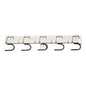 The white equipment rack (440 x 50 mm) from Diversey Deutschland GmbH & Co. OHG features four black hooks for hanging items or organizing small electronic devices. It is delivered as a single piece.
