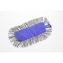 Ein TASKI K2 Schlingenklettmopp mit offenen Fransen von Diversey Deutschland GmbH & Co. OHG mit blauem, rechteckigem Moppkopf und weißen sowie grauen Fransen liegt auf weißem Untergrund.