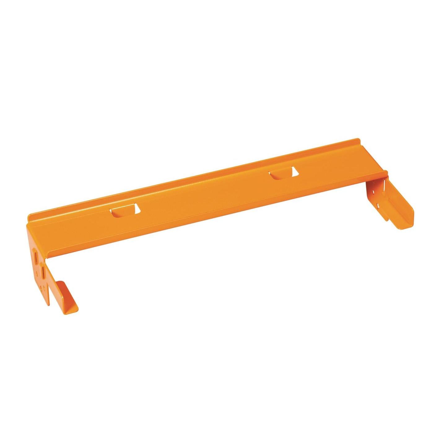 The TASKI guide rail for half-drawers (7517250) from Diversey Deutschland GmbH & Co. OHG is an orange metal rail with two curved ends and three rectangular cutouts, shown against a white background. Package: 1 piece.