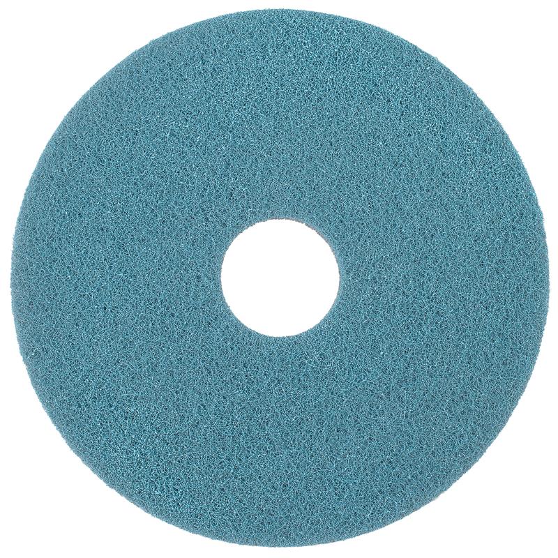 Das Twister Pad Blau – rund von Diversey Deutschland GmbH & Co. OHG ist ein rundes, grobes blaues Pad mit einem Loch in der Mitte, perfekt für die Reinigung von Steinböden und anderen Oberflächen, die effektive Reinigungspads benötigen.