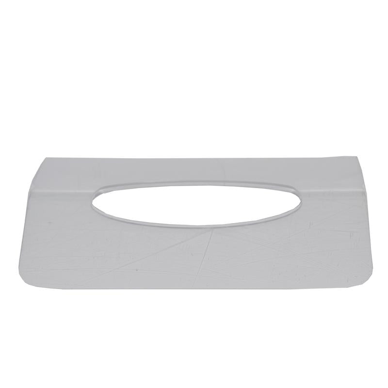 A white plastic insert (240x110mm) for the QBic folding towel dispenser 7520112 by Diversey Deutschland GmbH & Co. OHG, designed as a hygienic solution, depicted with an oval center hole on a white background.