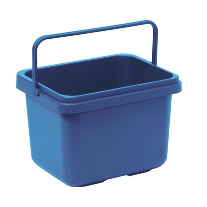 The TASKI cloth bucket 7L from Diversey Deutschland GmbH & Co. OHG is a blue, rectangular plastic bucket with a handle, depicted empty on a white background. It features a volume marking inside and is the ideal cleaning accessory for household cleaning.