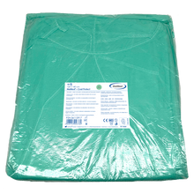 MaiMed-Coat Protect, protective gown made of fleece, green non-sterile, elastic sleeve cuffs, length 120cm, 10 pieces | Pack (10 pieces)