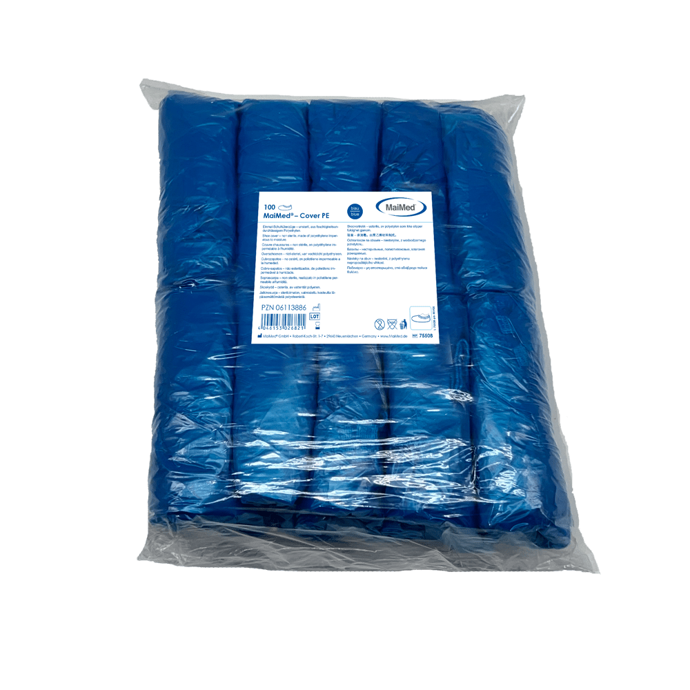 MaiMed-Cover PE Schuhüberzieher Einmal-Schuhüberzieher aus PE, blau, 100St./Pack. | Packung (100 Stück)