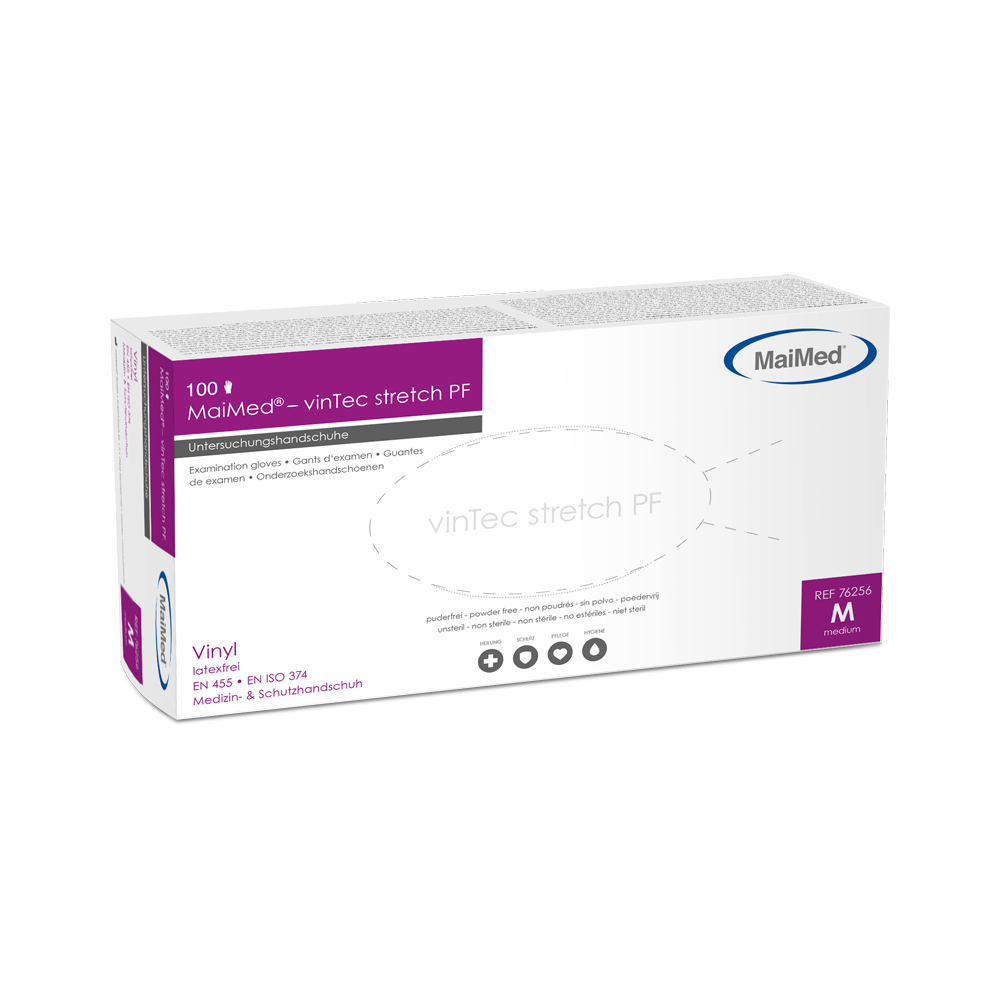 MaiMed-vinTec Stretch PF, unsteril, puderf Vinyl-Untersuchungshandschuhe zu 100 St./Box