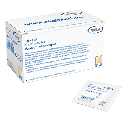Meditrade alcohol swab 30 x 30 mm white non -woven fabric two -layer | Box (100 pieces)