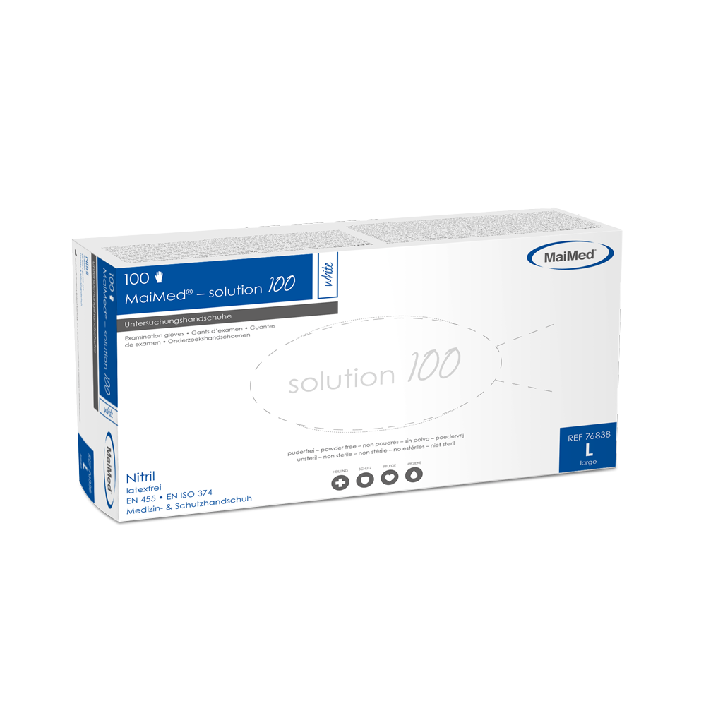 MaiMed-solution 100 white non-sterile, pf latex-free glove, white, 100 pieces/box