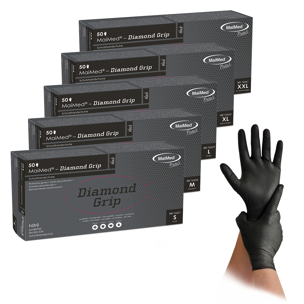 MaiMed-Diamond Grip black, non-sterile, pf latex-free nitrile glove