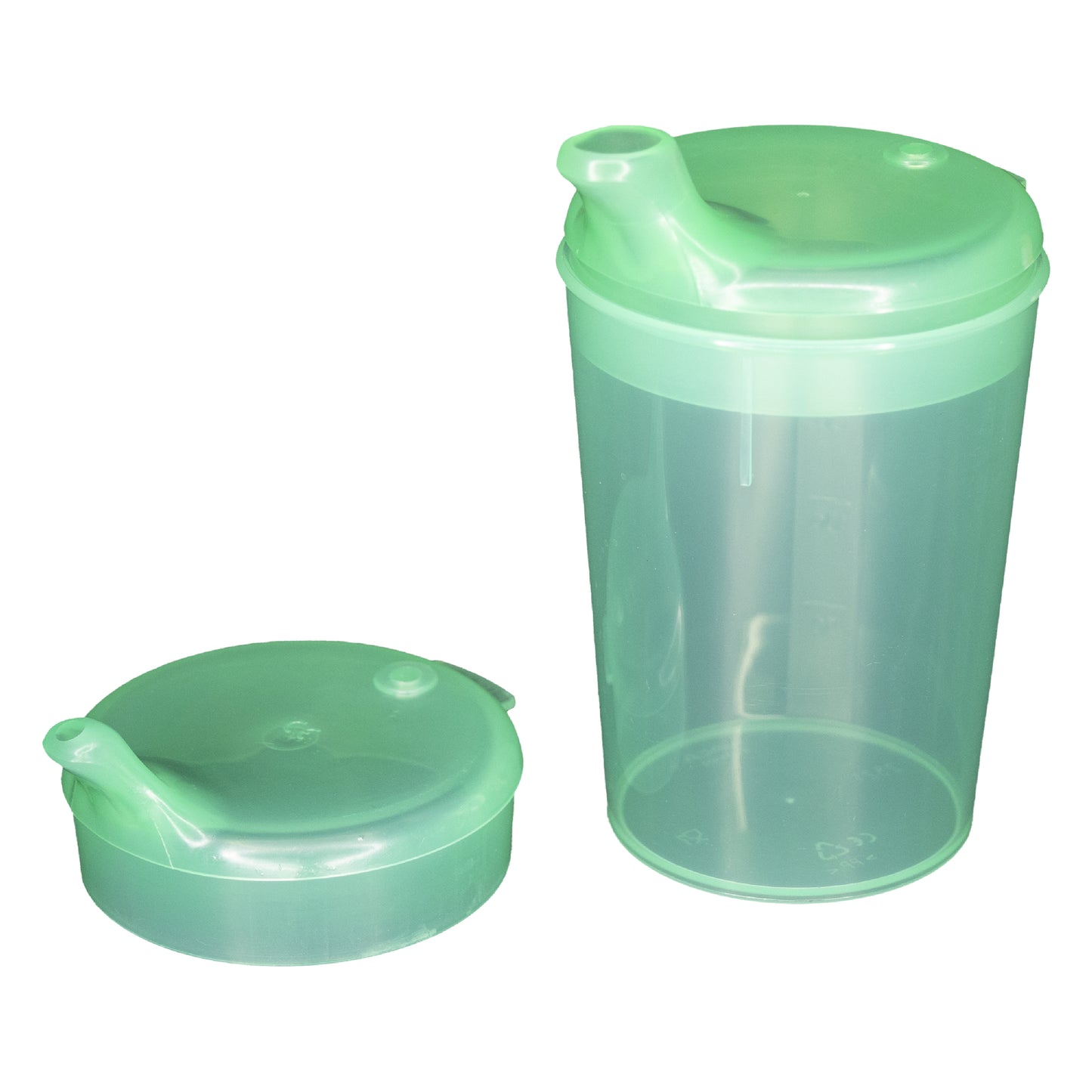 NITRAS sippy cup set, polypropylene, green, 3 pieces, 1 cup capacity 250 ml, 1 lid opening 12x10 mm, 1 lid opening 4x4 mm, box of 50 sets | Carton (1 pack)