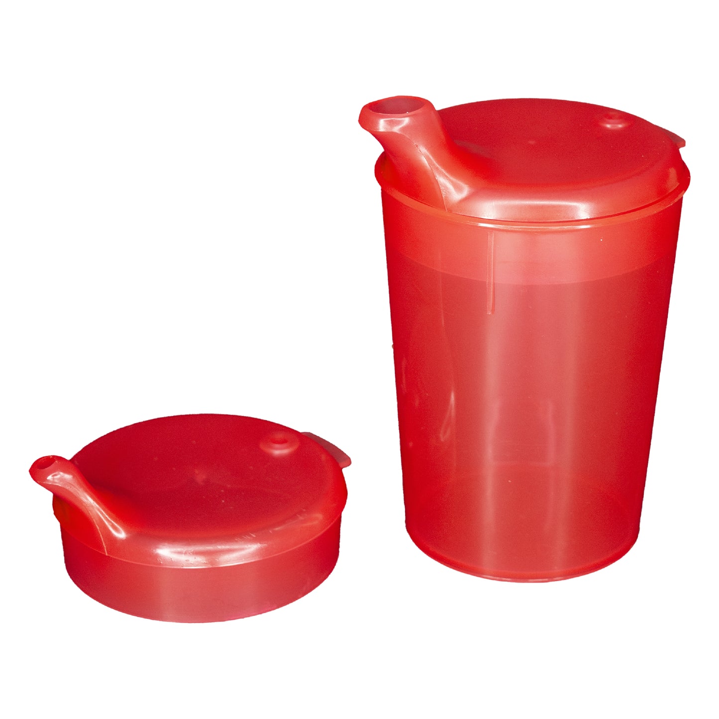 NITRAS Schnabelbecherset, Polypropylen, rot, 3 teilig, 1 Becher Füllmenge 250 ml, 1 Deckel Öffnung 12x10 mm, 1 Deckel Öffnung 4x4 mm, Karton à 50 Sets | Karton (1 Packung)