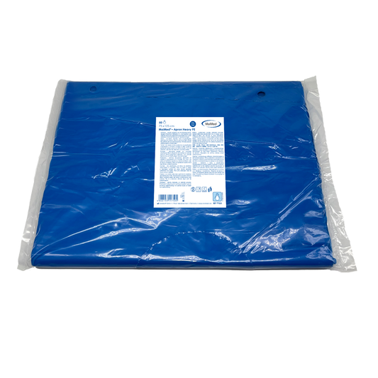 MaiMed-Apron Heavy PE, Schürze aus PE 75x125cm blau, 50 St./Pack, geblockt, glatte Oberfläche  | Packung (50 Stück)